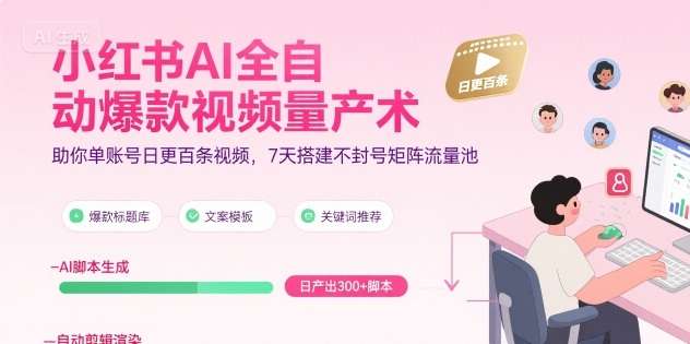 小红书AI自动量产爆款视频教程，日更100条不封号，7天搭建矩阵流量池-微七七网-是一个专注于全域获客|流量矩阵化打法的团队！