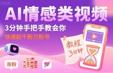 AI情感视频快速起号方法：3分钟手把手教学，轻松获取千粉-微七七网-是一个专注于全域获客|流量矩阵化打法的团队！