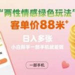 两性情感绿色项目，日入多张实操教程，新手一部手机轻松上手，客单价88米！-微七七网-是一个专注于全域获客|流量矩阵化打法的团队！