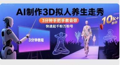 AI制作3D拟人养生走秀教程：3分钟手把手教学，快速起号轻松涨粉！-微七七网-是一个专注于全域获客|流量矩阵化打法的团队！