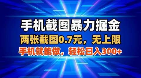 手机截图赚钱实操攻略：一部手机日入300+，零门槛快速上手-微七七网-是一个专注于全域获客|流量矩阵化打法的团队！