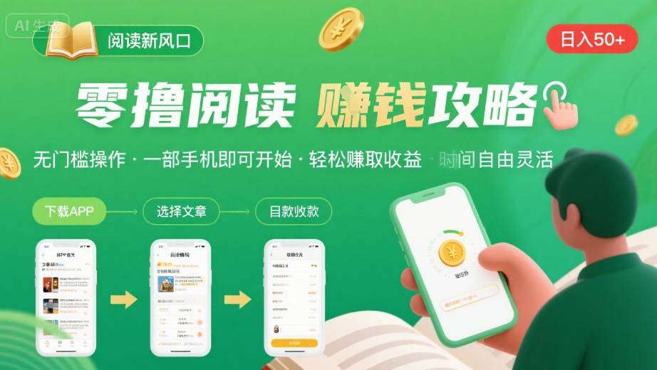 零撸阅读新风口来袭：无门槛手机赚钱，日入50-300元揭秘-微七七网-是一个专注于全域获客|流量矩阵化打法的团队！