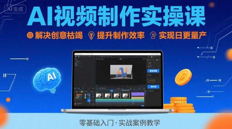 AI视频制作实操课：告别创意枯竭，提升效率轻松日更，实现可持续变现！-微七七网-是一个专注于全域获客|流量矩阵化打法的团队！