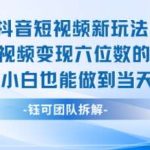 抖音短视频新玩法：23条视频变现六位数，0基础小白当天见效-微七七网-是一个专注于全域获客|流量矩阵化打法的团队！