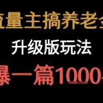 流量主养老金新玩法，单篇收益高达1000+-微七七网-是一个专注于全域获客|流量矩阵化打法的团队！