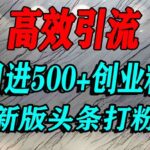 今日头条创业粉引流实战：单文章轻松获客数百，日引500+精准流量秘籍-微七七网-是一个专注于全域获客|流量矩阵化打法的团队！
