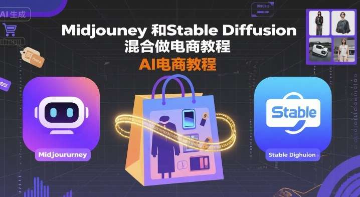Midjourney与Stable Diffusion双AI联合实战：电商设计爆款教程，高效生成商品图与营销素材 – 掌握AI电商视觉设计，提升300%效率！-微七七网-是一个专注于全域获客|流量矩阵化打法的团队！