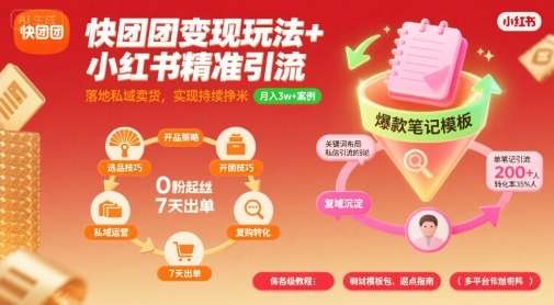 快团团实战变现玩法：小红书精准引流技巧，助你私域卖货持续赚钱指南-微七七网-是一个专注于全域获客|流量矩阵化打法的团队！