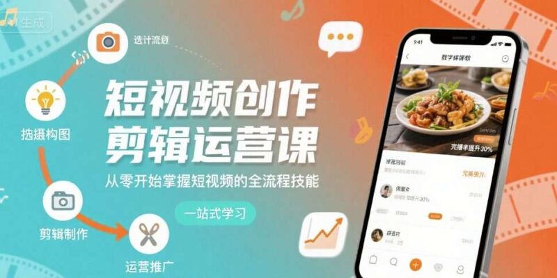 2025短视频创作剪辑运营实战课：零基础入门到精通，掌握爆款视频制作与变现全流程-微七七网-是一个专注于全域获客|流量矩阵化打法的团队！