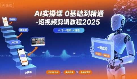 2025AI短视频剪辑全攻略：零基础到精通，手把手教你AI剪辑+配音+运营实操教程-微七七网-是一个专注于全域获客|流量矩阵化打法的团队！