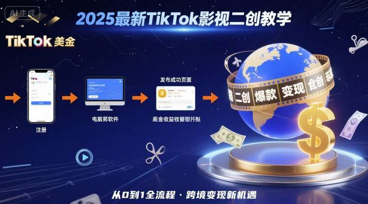 2025年TikTok影视二创跨境变现教程：从0到1单号月入1万+美金的实操指南-微七七网-是一个专注于全域获客|流量矩阵化打法的团队！