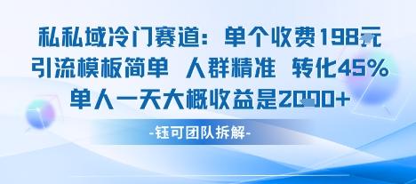 私域冷门引流模板：单人日转化45%精准变现，198客单价轻松实现多张收益-微七七网-是一个专注于全域获客|流量矩阵化打法的团队！