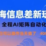 AI矩阵自动化实战:蓝海信息差新玩法,小白当天操作轻松赚取1K+-微七七网-是一个专注于全域获客|流量矩阵化打法的团队!