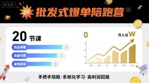 批发式爆单陪跑营：20节实战课揭秘，快速实现爆单技巧，轻松月入过万！-微七七网-是一个专注于全域获客|流量矩阵化打法的团队！