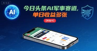 今日头条AI军事赛道单日收益暴涨秘诀：手机实操全攻略附独家指令-微七七网-是一个专注于全域获客|流量矩阵化打法的团队！