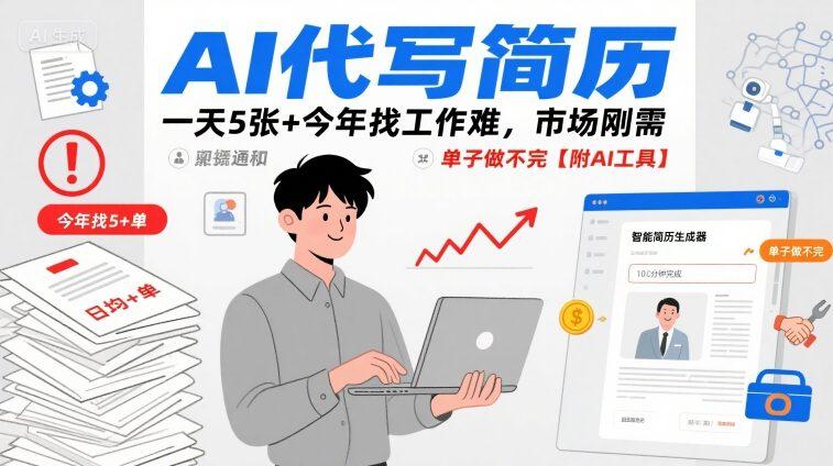 AI简历代写工具爆单攻略：今年求职难催生市场刚需，日赚5张+订单接不完-微七七网-是一个专注于全域获客|流量矩阵化打法的团队！