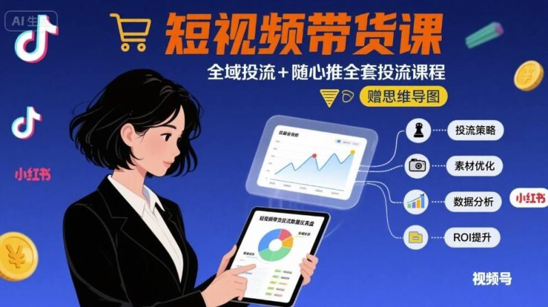 最新短视频带货实战课：全域投流与随心推系统教程+全套思维导图-微七七网-是一个专注于全域获客|流量矩阵化打法的团队！