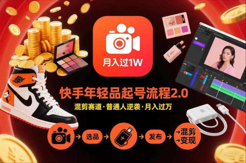 快手年轻品混剪赛道2.0起号秘籍：普通人短视频带货月入过万实战教程-微七七网-是一个专注于全域获客|流量矩阵化打法的团队！