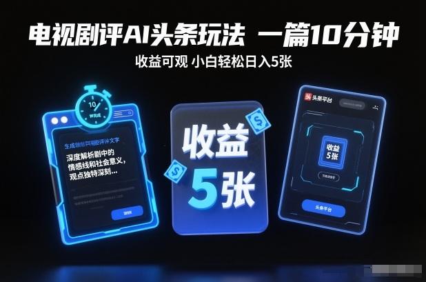 电视剧评新蓝海：AI赋能头条创作，单篇10分钟实现稳定日入500+【零基础教程】-微七七网-是一个专注于全域获客|流量矩阵化打法的团队！
