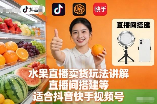 水果直播卖货全攻略：玩法解析与直播间搭建秘籍，抖音快手视频号运营指南-微七七网-是一个专注于全域获客|流量矩阵化打法的团队！