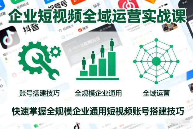 企业短视频全域运营实战课：全规模企业通用账号搭建技巧速成秘籍-微七七网-是一个专注于全域获客|流量矩阵化打法的团队！
