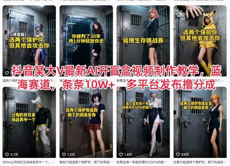 抖音大V揭秘AI开盲盒视频制作：蓝海赛道实操教学，条条爆款10W+播放，多平台分成赚钱攻略-微七七网-是一个专注于全域获客|流量矩阵化打法的团队！
