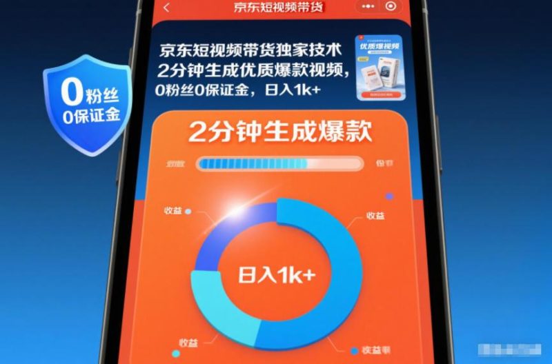 京东短视频带货独家技术揭秘：2分钟生成爆款视频，0粉丝0保证金，日入1000+实操教程-微七七网-是一个专注于全域获客|流量矩阵化打法的团队！
