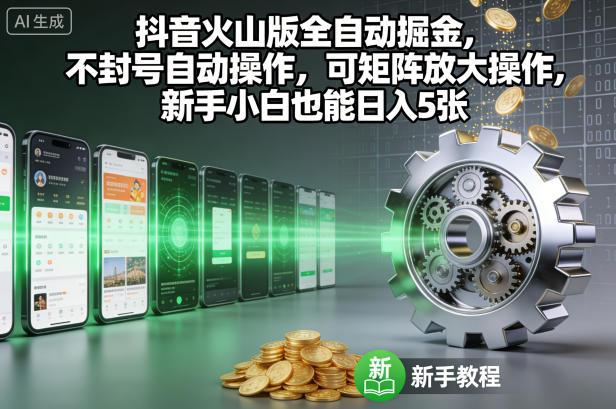 抖音火山版全自动掘金实战：不封号自动操作，矩阵放大日赚500+，新手小白速成指南【独家揭秘】-微七七网-是一个专注于全域获客|流量矩阵化打法的团队！