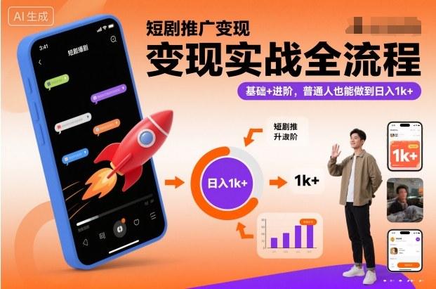 短剧推广变现实战秘籍：从基础到进阶全流程，普通人轻松实现日入1000+-微七七网-是一个专注于全域获客|流量矩阵化打法的团队！