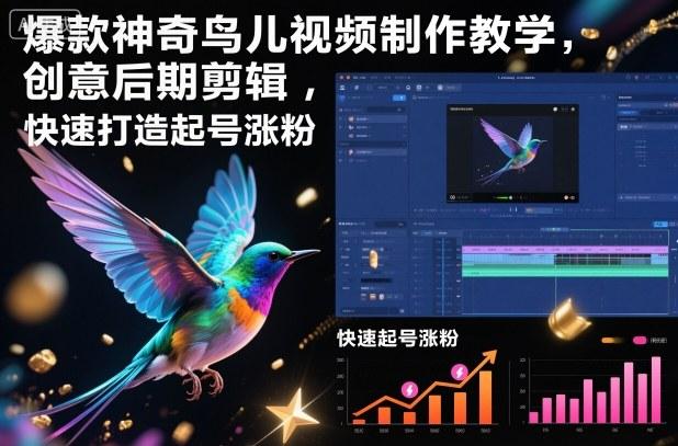 神奇鸟儿视频制作全教程：创意后期剪辑技巧，快速起号涨粉秘籍大公开-微七七网-是一个专注于全域获客|流量矩阵化打法的团队！