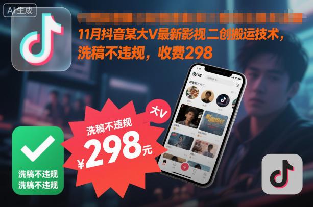 抖音影视二创搬运技术揭秘：洗稿不违规实操教程，仅需298元掌握全攻略！-微七七网-是一个专注于全域获客|流量矩阵化打法的团队！