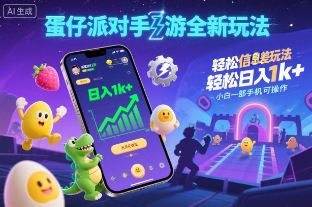 蛋仔派对手游信息差风口揭秘：手机轻松日赚1000+当天见效，小白零基础速成攻略！-微七七网-是一个专注于全域获客|流量矩阵化打法的团队！