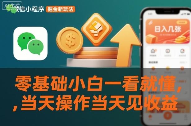 微信小程序掘金实战攻略：零基础小白日赚几张新玩法，当天操作当天收益【独家揭秘】-微七七网-是一个专注于全域获客|流量矩阵化打法的团队！