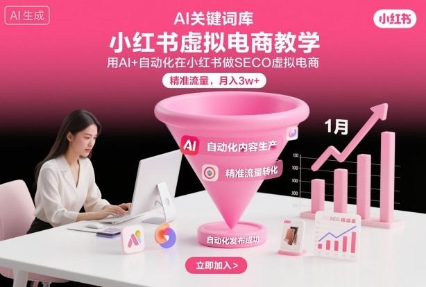 小红书虚拟电商月入3W+秘诀：AI自动化SEO策略，精准流量获取指南-微七七网-是一个专注于全域获客|流量矩阵化打法的团队！
