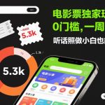 电影票独家赚钱秘籍揭秘：0门槛操作一周稳赚5.3K，小白轻松上手落地指南-微七七网-是一个专注于全域获客|流量矩阵化打法的团队！