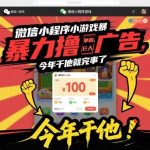 微信小程序小游戏广告收益暴利玩法，单机日入100+，2026年赚钱项目实战指南-微七七网-是一个专注于全域获客|流量矩阵化打法的团队！