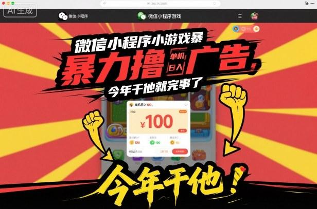 微信小程序小游戏广告收益暴利玩法，单机日入100+，2026年赚钱项目实战指南-微七七网-是一个专注于全域获客|流量矩阵化打法的团队！