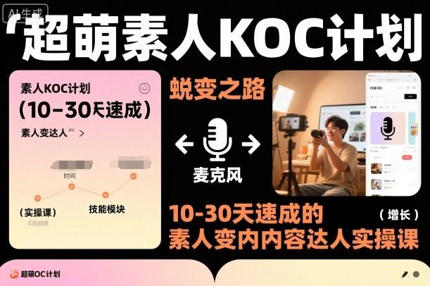 素人KOC速成指南：10-30天变身内容达人，短剧小说推文电商实战课招募中-微七七网-是一个专注于全域获客|流量矩阵化打法的团队！