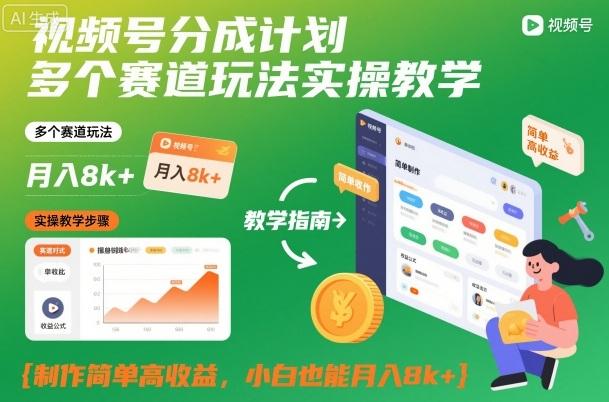 视频号分成计划多赛道实战秘籍：简单制作实现高收益，小白月入8000+速成攻略-微七七网-是一个专注于全域获客|流量矩阵化打法的团队！