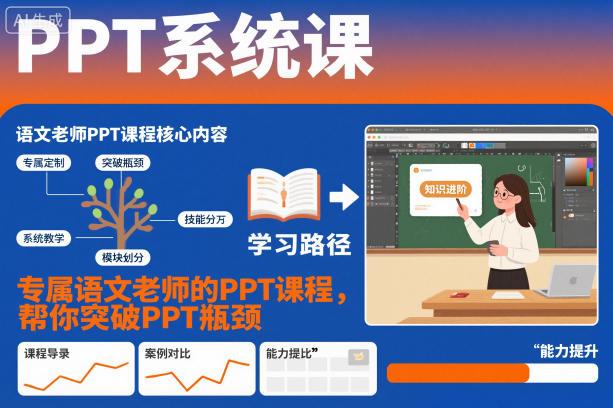 语文教师专属PPT系统课程：突破设计瓶颈，打造高效教学课件全攻略-微七七网-是一个专注于全域获客|流量矩阵化打法的团队！
