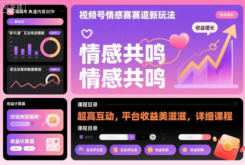 视频号情感赛道全新玩法揭秘：互动飙升助力平台收益倍增，详细实操课程指南-微七七网-是一个专注于全域获客|流量矩阵化打法的团队！