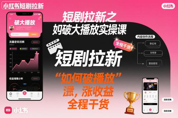 小红书短剧拉新破播放实操课：揭秘暴涨收益全攻略，全程干货技巧解析！-微七七网-是一个专注于全域获客|流量矩阵化打法的团队！