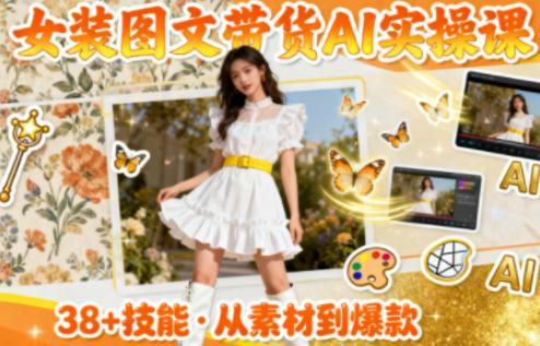 AI实战课：女装图文带货38个技能速成，高效提升素材制作效率-微七七网-是一个专注于全域获客|流量矩阵化打法的团队！