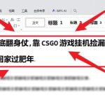 2025年底CSGO游戏挂捡漏掘金秘籍：翻身赚钱快，轻松回家过肥年【独家揭秘】-微七七网-是一个专注于全域获客|流量矩阵化打法的团队！