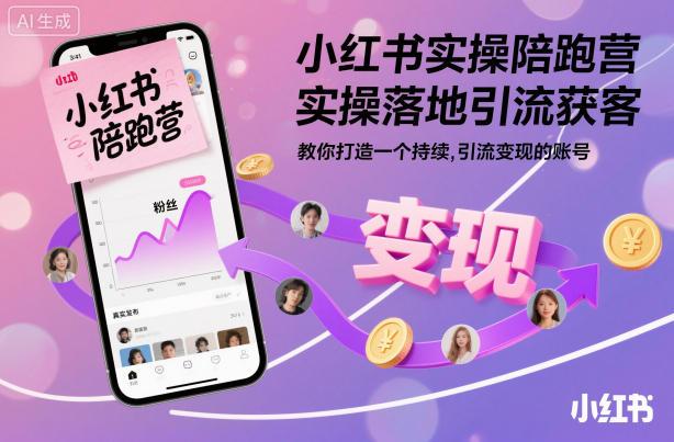 小红书引流获客陪跑营：实操系统方法论，从0到1打造持续变现账号-微七七网-是一个专注于全域获客|流量矩阵化打法的团队！