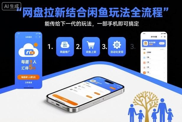 手机一键传承：网盘拉新闲鱼玩法全流程揭秘，附独家入口渠道与实操教程（一部手机稳定赚钱）-微七七网-是一个专注于全域获客|流量矩阵化打法的团队！