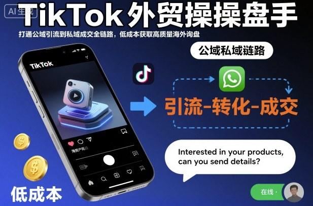 TIKTOK外贸操盘手实战秘籍：打通公域引流到私域成交全链路，低成本斩获高质量海外询盘攻略-微七七网-是一个专注于全域获客|流量矩阵化打法的团队！