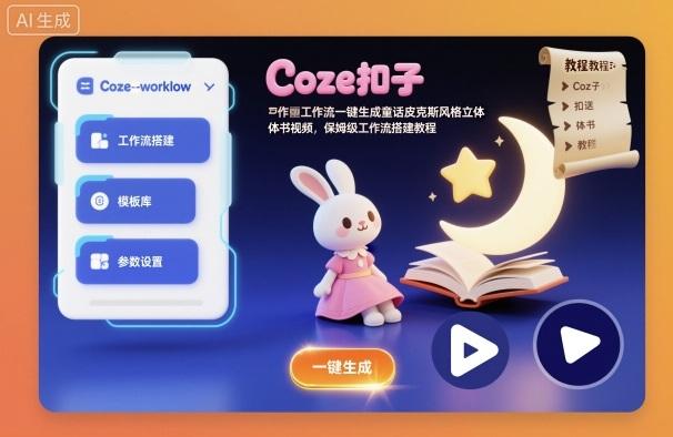 COZE扣子工作流独家教程：一键生成童话皮克斯风格立体书视频，保姆级搭建全攻略-微七七网-是一个专注于全域获客|流量矩阵化打法的团队！