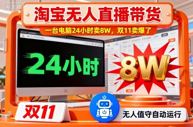 淘宝无人直播带货实战揭秘：一台电脑214小时销售8万，双11爆单技巧全解析-微七七网-是一个专注于全域获客|流量矩阵化打法的团队！