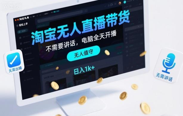 2023淘宝无人直播终极玩法：不出镜不讲话，电脑24小时自动开播躺赚攻略，日入1K+实操揭秘-微七七网-是一个专注于全域获客|流量矩阵化打法的团队！